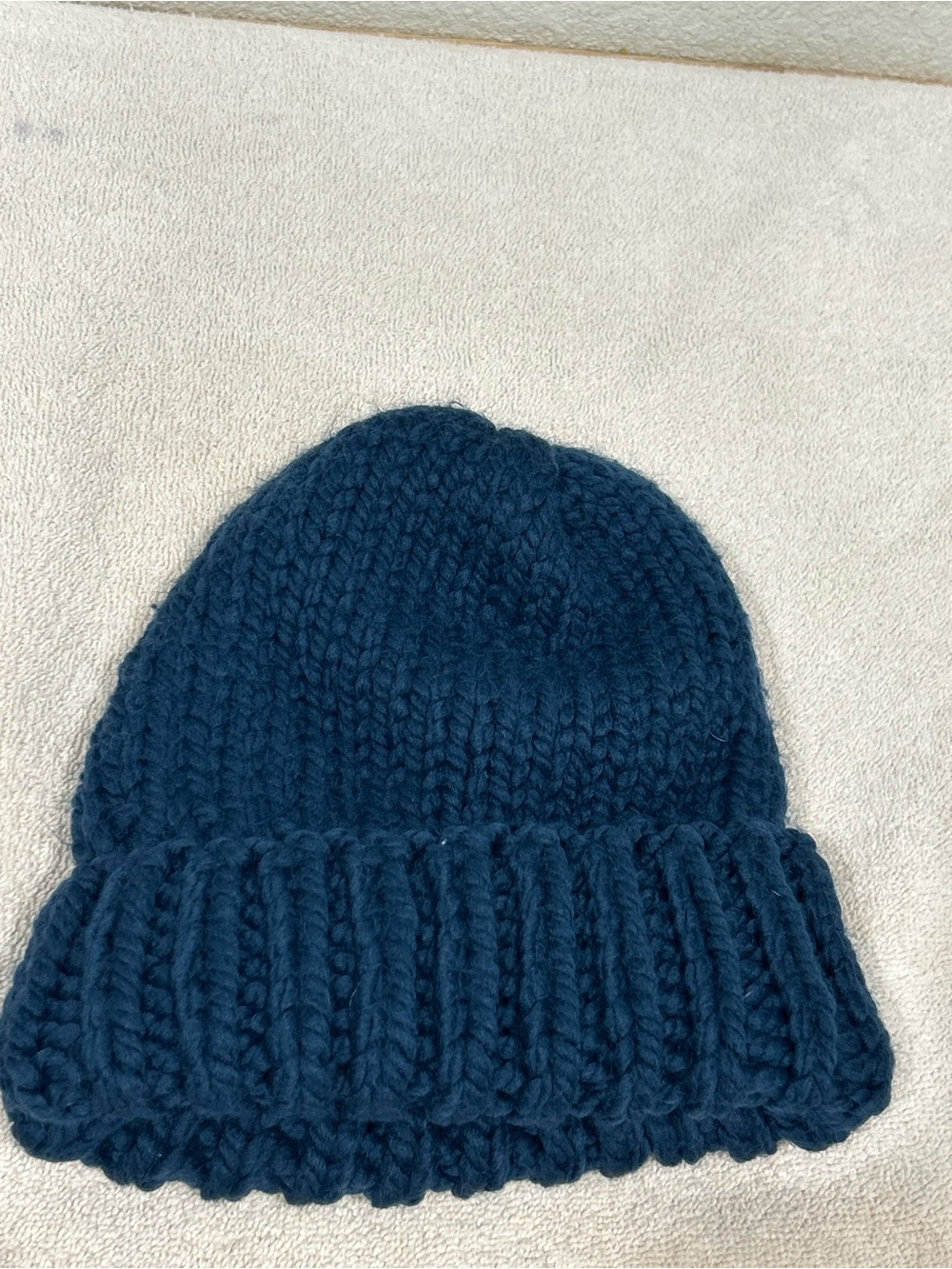 Handmade Cozy Blue Handmade Wool Blend Chunky Beanie 12” NEW